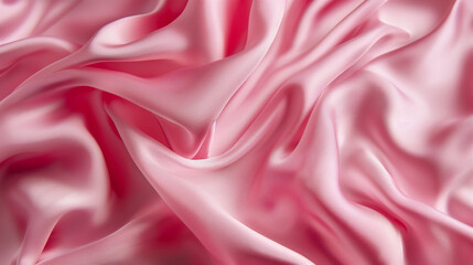 Obraz premium Smooth and shiny pink silk fabric with elegant folds.