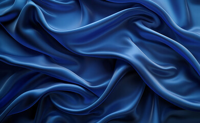 Obraz premium Smooth and shiny blue silk fabric with elegant folds.