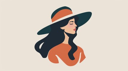 Modern fashion logo, minimalist illustration in flat colors, ideal for a clean, stylish look