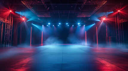 The theater stage light background with spotlight illuminated the stage