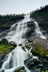Aasafossen Waterfall by Skjolden in Luster, Western Norway.