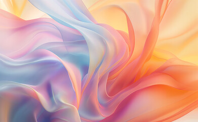 Fototapeta premium Soft pastel-colored fabric waves with a smooth texture.