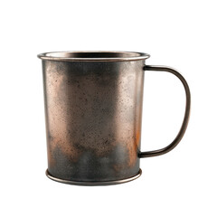 Old metal mug. Isolated on transparent background.