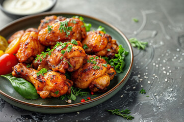 Fototapeta premium oven cooked/ grilled/ roasted Chicken legs/ drumsticks, seen from above 