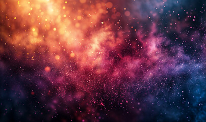 Obraz premium a swirl of space dust in purple and orange neon light colors wallpaper, modern 3D cosmic backdrop 