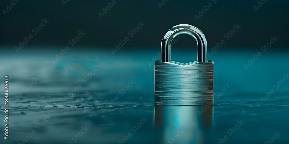 Poster digital padlock symbolizing online security on dark background with password management. concept cyb