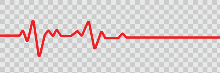 Fototapeta premium Heart rate monitor line vector isolated on transparent background. Heart rate pulse rhythm line Vector illustration .