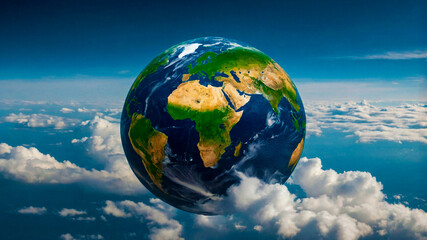 Naklejka premium Vista do Espaço: Beleza Verde e Azul da Terra