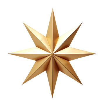 Golden eight-pointed star with a symmetrical design, perfect for festive decorations and creative projects.