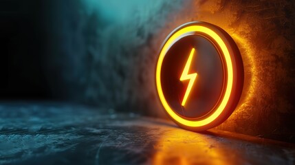 A power button with a yellow light in the room