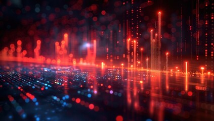 Obraz premium Abstract Cityscape with Red and Blue Lights