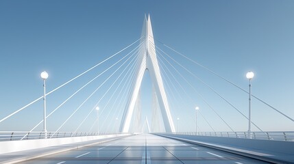 Obraz premium Minimalist white bridge with blue sky