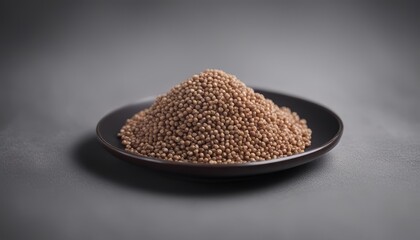 Front view brown buckwheat inside plate on dark background