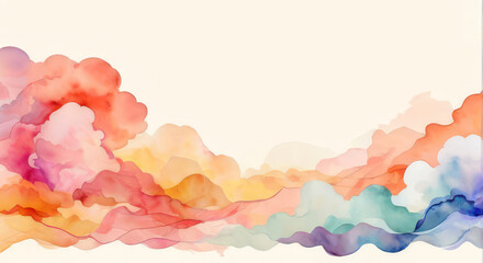 Abstract art with geometric pattern vector. clouds landscape design with pastel colorful watercolor texture. Natural background with Asian cloud elements. asian pacific  heritage concept