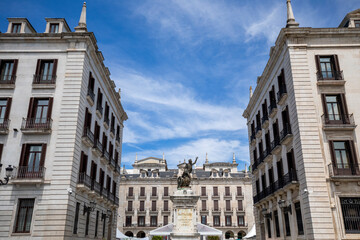 Fototapeta premium Neoclassical arcaded plaza (or Plaza de Velarde) in Santander, Cantabria, Spain with summer light
