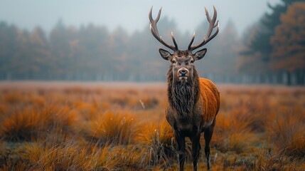 Majestic Stag in Misty Forest