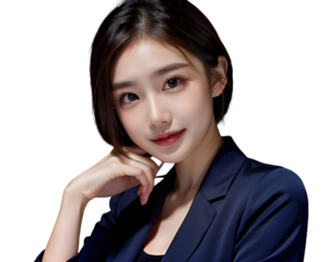 Young beautiful woman in business suit. Business image.(transparent background) PNG with alpha channel. ビジネススーツを着た若い美人な女性。ビジネスイメージ(背景透過)アルファチャンネル付PNG