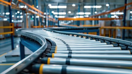 Fototapeta premium Automated conveyor systems in a modern logistics center.