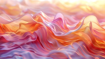 Obraz premium Flowing abstract fabric in pink and orange hues - generative ai