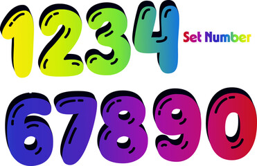 Gradient 3d numbers. Symbol set. Vector illustration