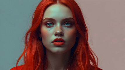 Fototapeta premium Illustration portrait of a woman with neon colors