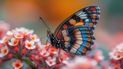 Obraz premium Butterfly on the flower. Beautiful extreme close-up.