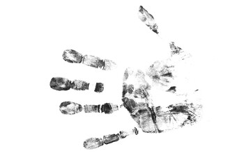 Black Hand fingerprint crime brush effect isolated on background 