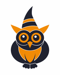 Halloween Owl with  hat vector illustration 