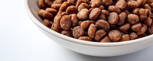 Fototapeta premium Close up of brown dog food in a bowl