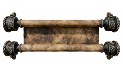 Antique Rolled Parchment Scroll with Ornate Borders