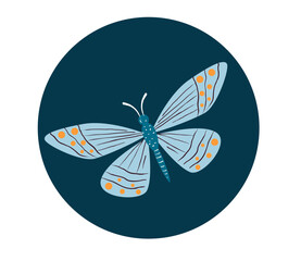Fototapeta premium Butterfly insect moth cute isolated set concept. Vector design graphic illustration 