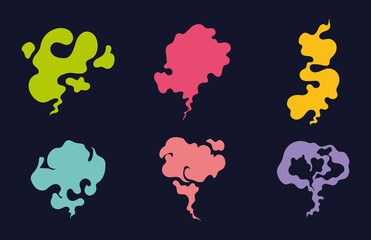 Smell cloud bad stink smelly armpit isolated set. Vector flat graphic design illustration