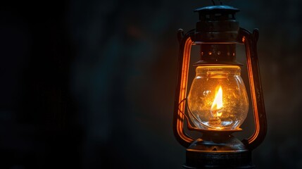 Lamp burning with black background