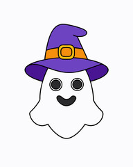 Halloween ghost with Halloween Hat vector icon illustration 