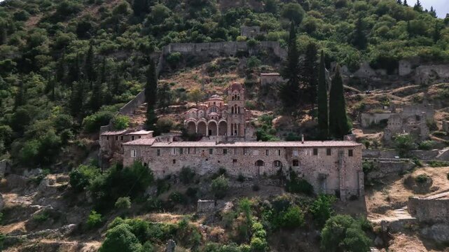Mystras in the Peloponnese Pantansa Monastery in the middle city of ancient Mystras, Greece