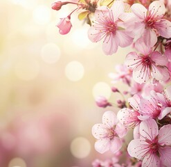 Delicate Pink Cherry Blossoms Against a Soft Bokeh Background