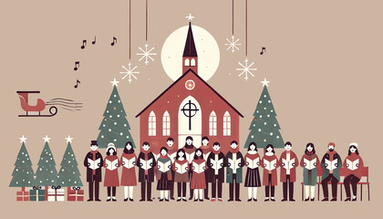 People Singing Carols in Front of Church