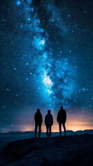 Fototapeta premium People stand in the night sky.generative ai