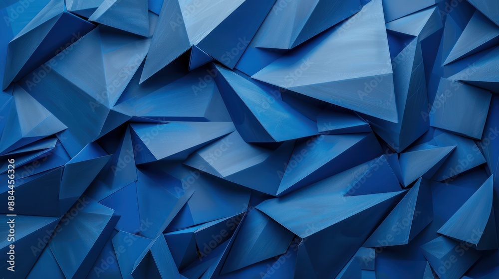 Wall mural Geometric abstract design featuring deep blue tones, with angular shapes and forms