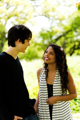 Young Teen Boy And Girl Looking At Each Other