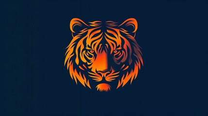 An eye-catching stylized illustration of a tiger head using vibrant orange hues against a dark background, emphasizing the tiger's fierce expression and bold artistic style.