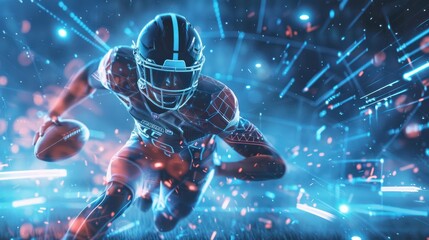 Artistic rendering of a high tech sports analysis tool enhancing athlete performance with data highlighting sports tech