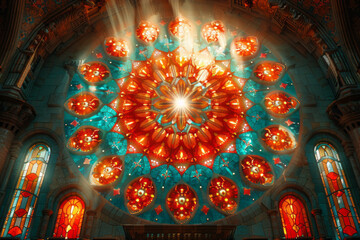 Obraz premium Mandala pattern Symmetrical, detailed,generative ai