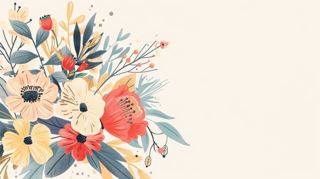 Hand drawn in a charming flat cartoon style these 2d elements feature a stylized floral arrangement perfect for jazzing up cards invitations and more