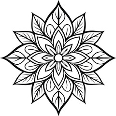 Fototapeta premium Vector lotus crocus flower line art mandala design. Generative AI