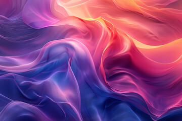 Obraz premium A vibrant, abstract background with flowing, soft layers of pink, purple, and orange fabric-like textures