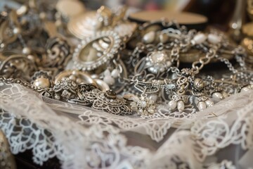 pearl necklace on a white background