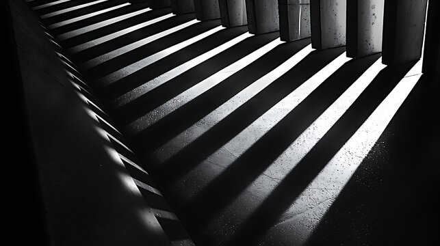 a series of parallel lines running diagonally across the frame, creating a pattern of alternating light and shadow