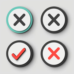 Obraz premium Four different colored X's are shown in a row. The X's are all different sizes and colors, but they all have the same shape. Concept of variety and contrast, as the different colors