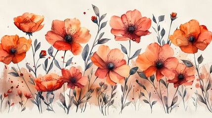 Watercolor flower illustrations: vibrant and delicate brushstrokes for decorative purposes.